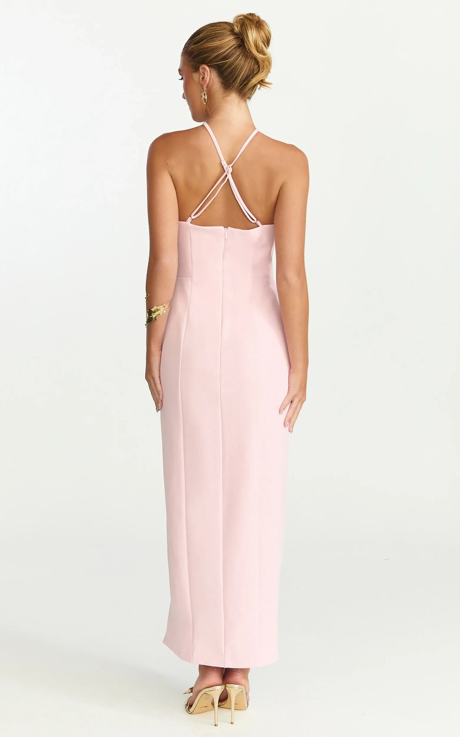 Pink Mae Midi Dress - Resin O Ring Fitted Dress