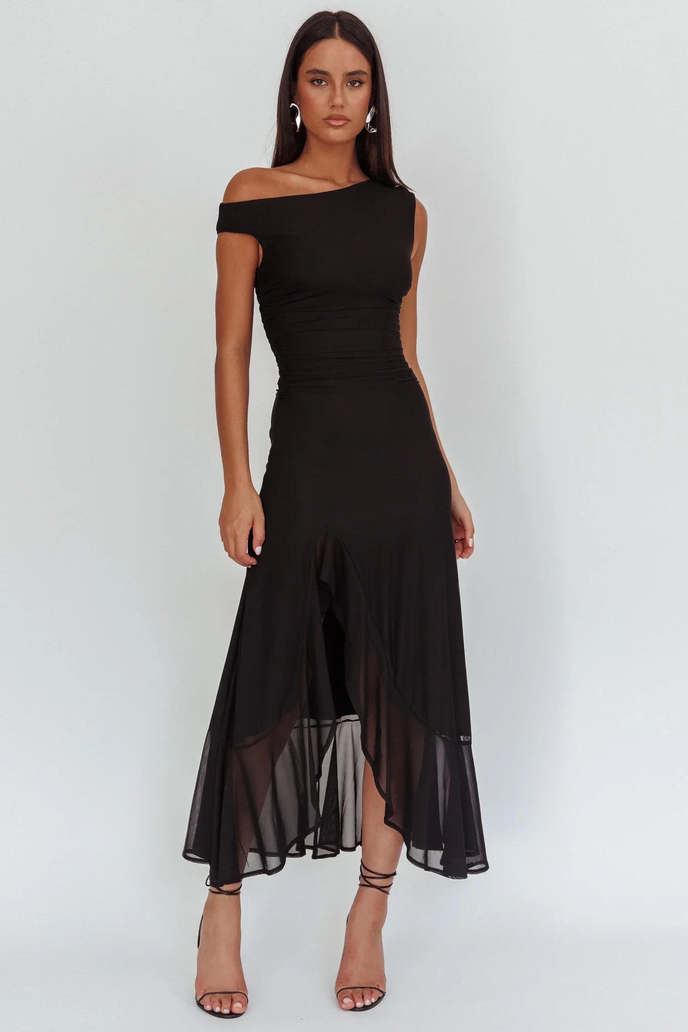 Moonlit Magic Asymmetric Neckline Maxi Dress Light Yellow