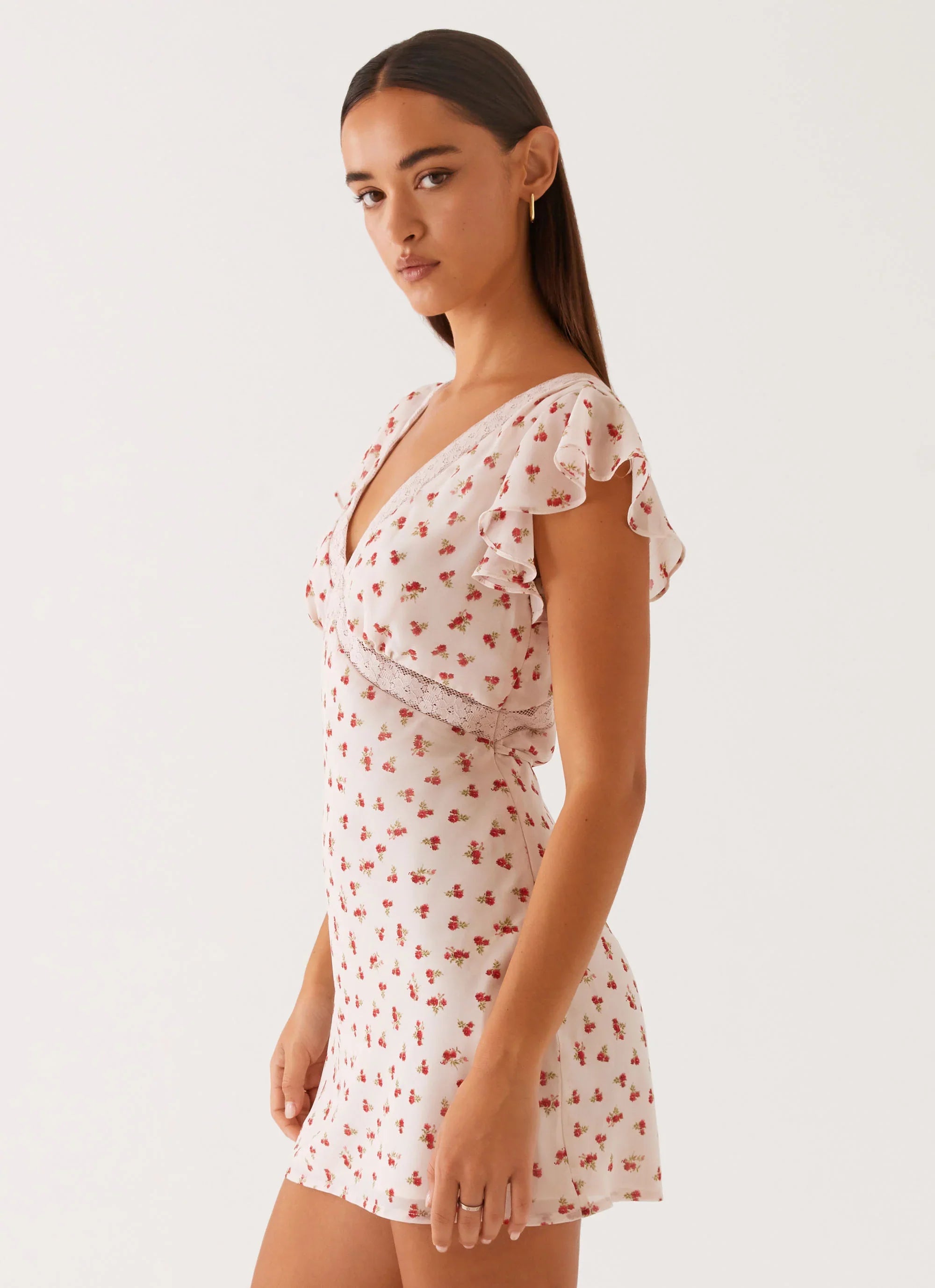Tangled Dreams Mini Dress - Red Ditsy Floral