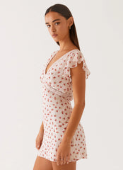 Tangled Dreams Mini Dress - Red Ditsy Floral