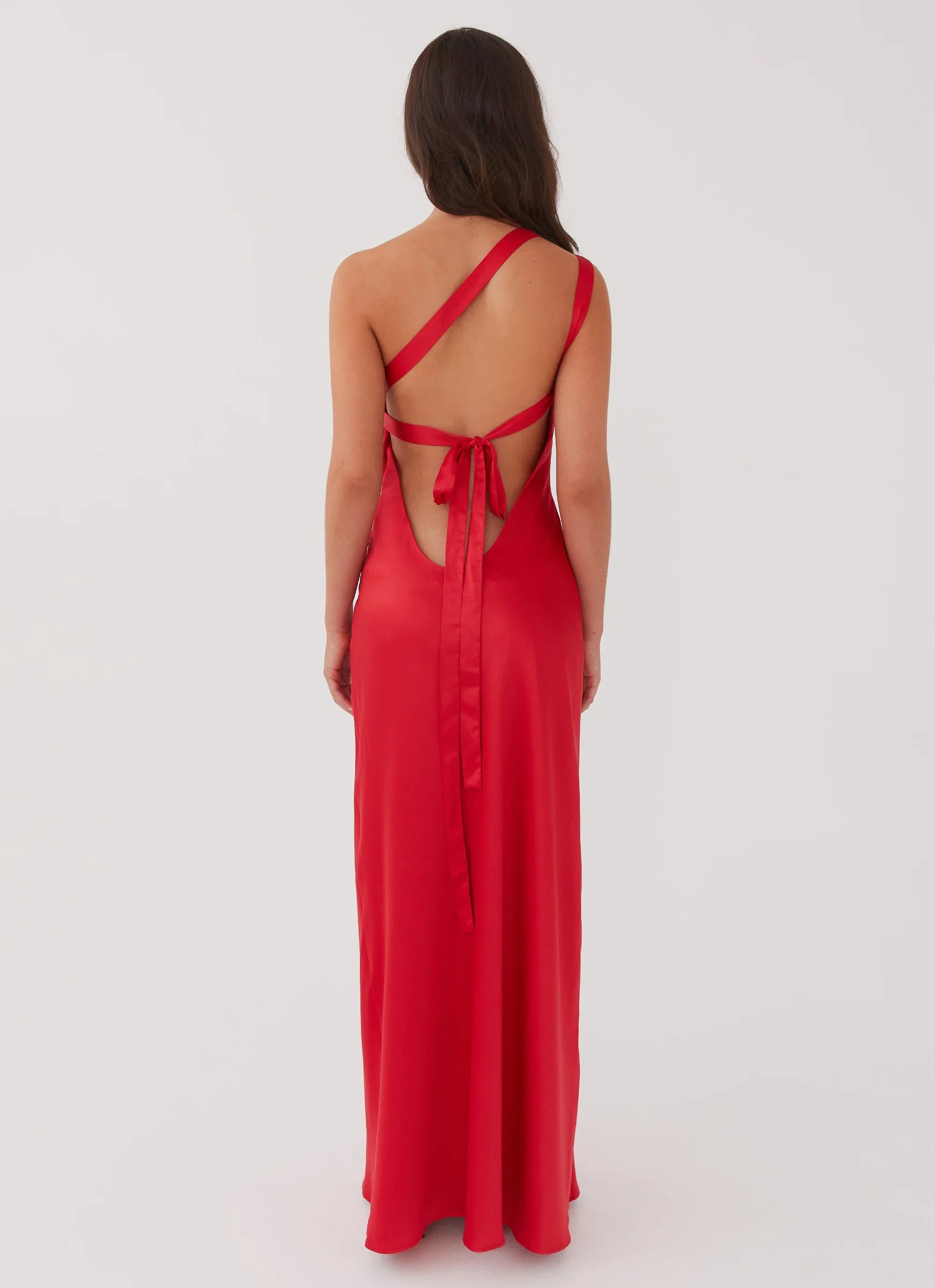 Delancy One Shoulder Maxi Dress - Red