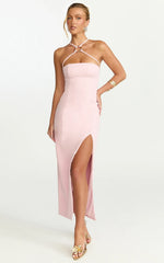 Pink Mae Midi Dress - Resin O Ring Fitted Dress