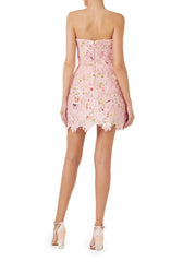 Robe courte en dentelle imprimée
