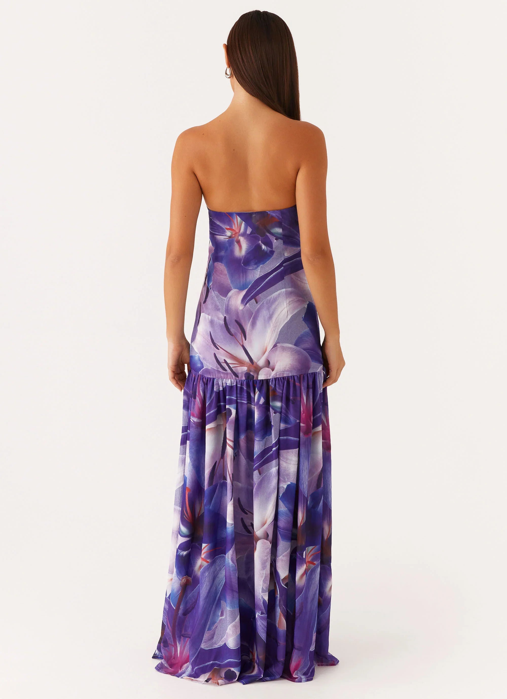 Eden Strapless Maxi Dress - Purple White Lily