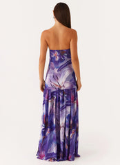 Eden Strapless Maxi Dress - Purple White Lily