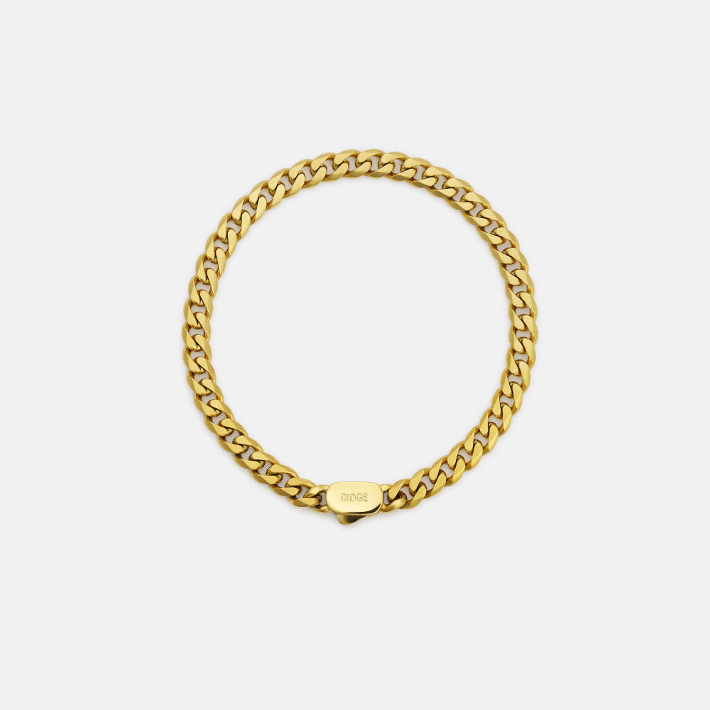 6mm Curb Bracelet - 18K Gold - Medium