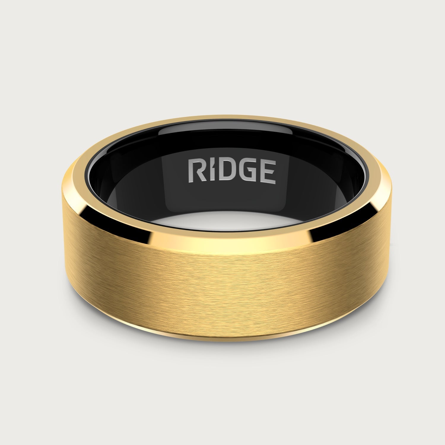 8mm Beveled Ring Set - 24K Gold
