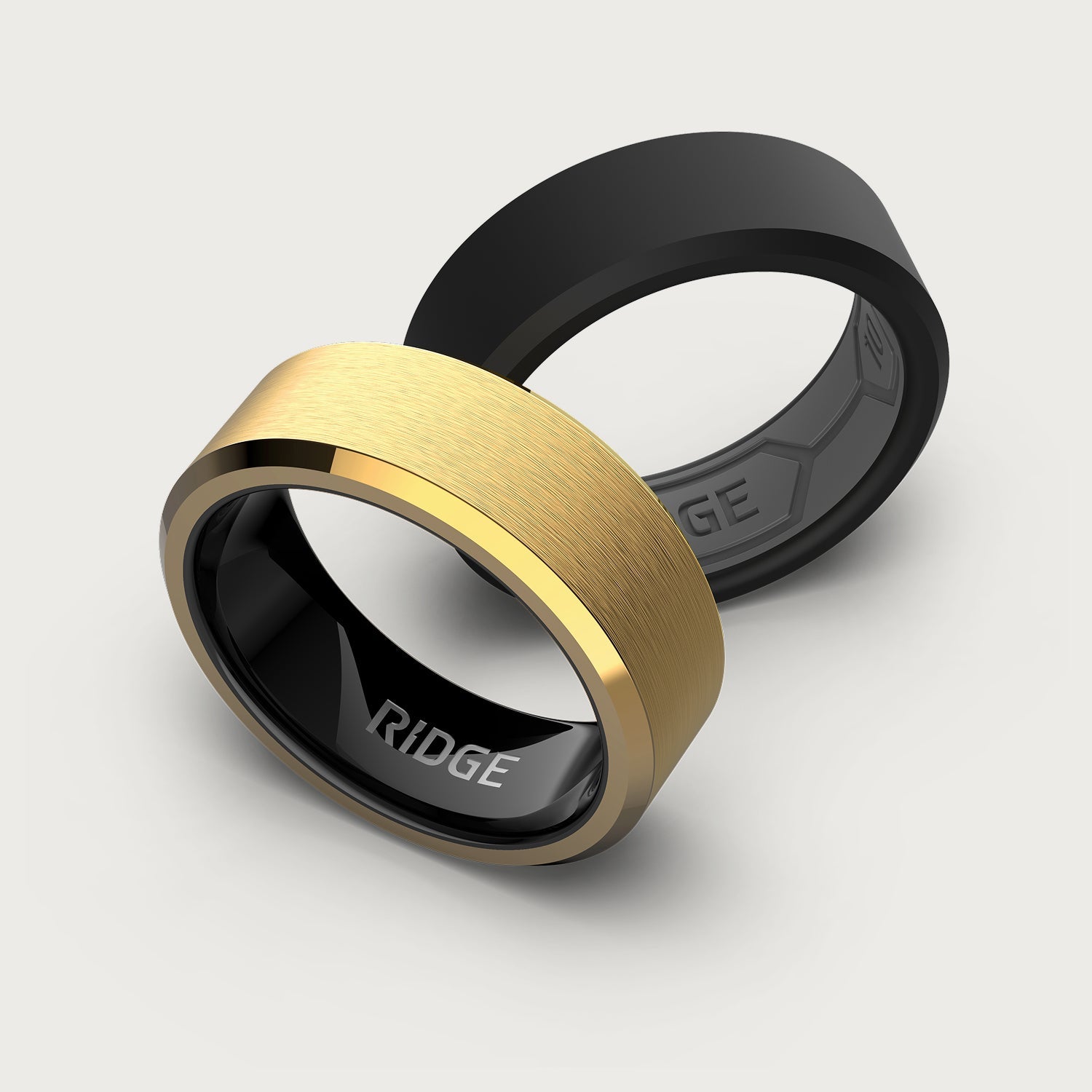 8mm Beveled Ring Set - 24K Gold