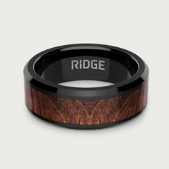 8mm Beveled Ring Set - Mopane Wood