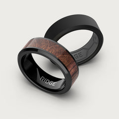 8mm Beveled Ring Set - Mopane Wood