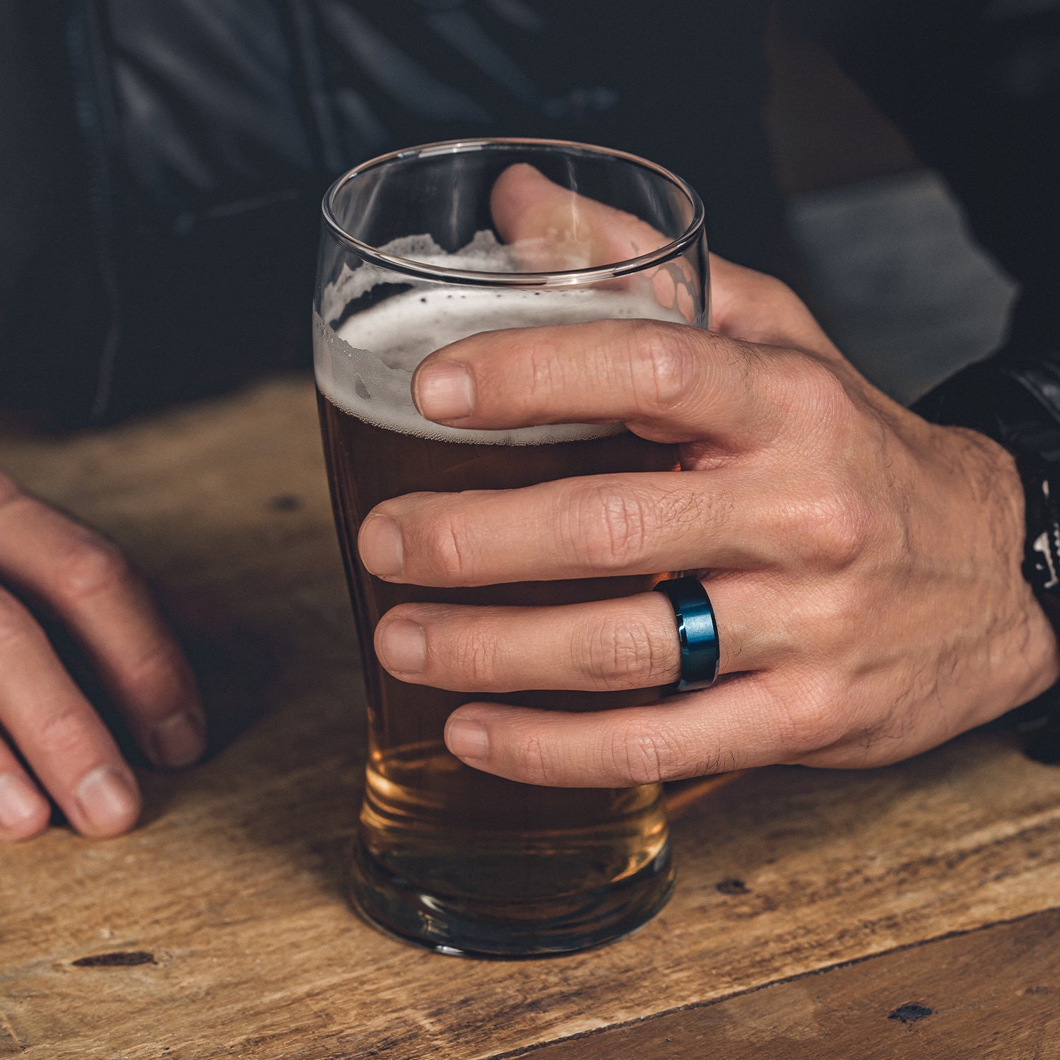8mm Beveled Ring Set - Alpine Navy