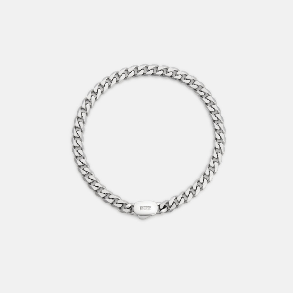 6mm Curb Bracelet - Platinum - Medium