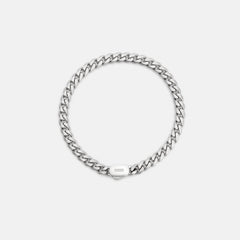 6mm Curb Bracelet - Platinum - Medium