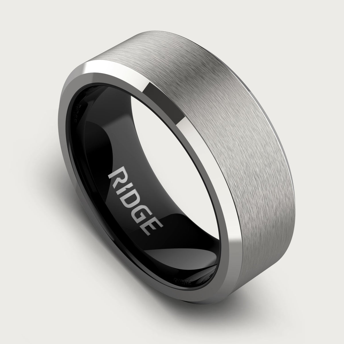 8mm Beveled Ring Set - Platinum