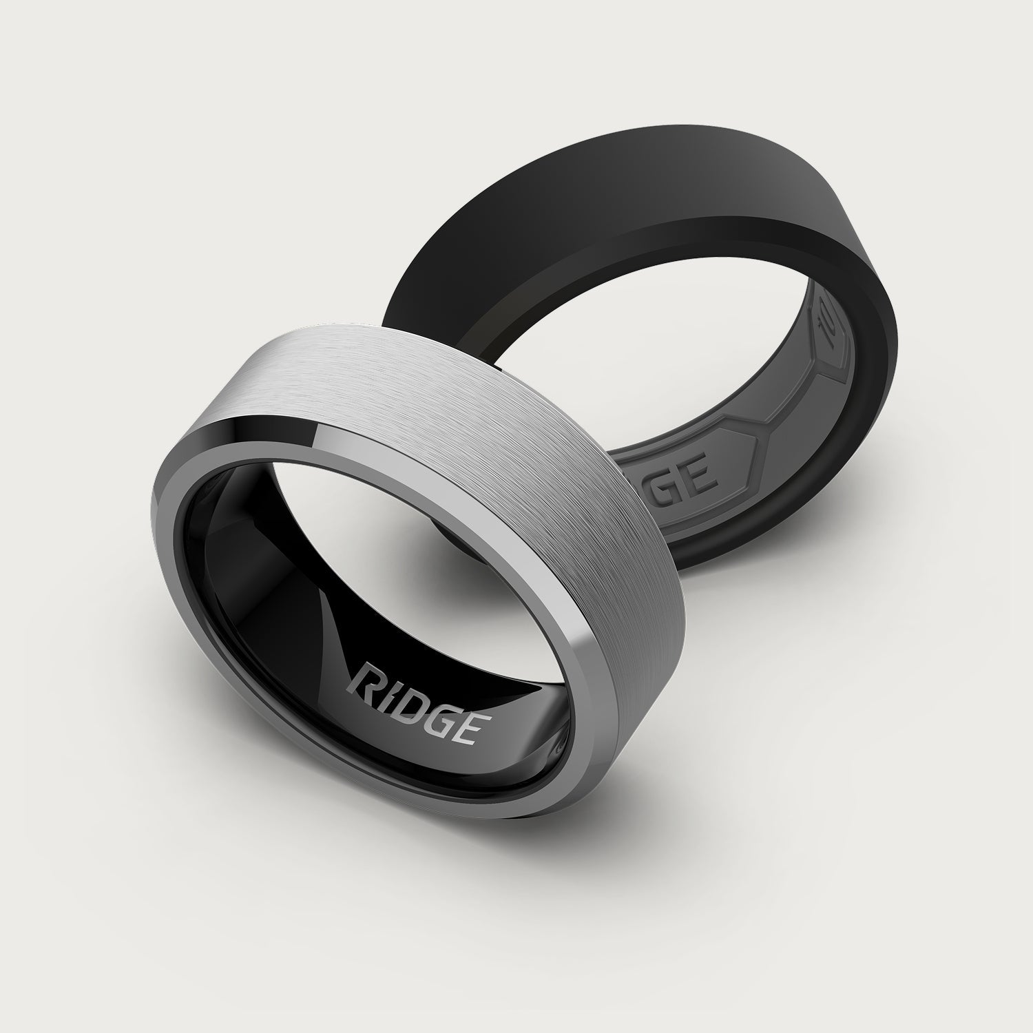 8mm Beveled Ring Set - Platinum