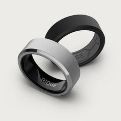 8mm Beveled Ring Set - Platinum