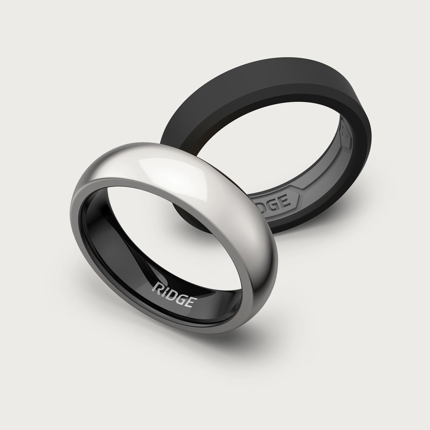 6mm Rounded Ring Set - Platinum