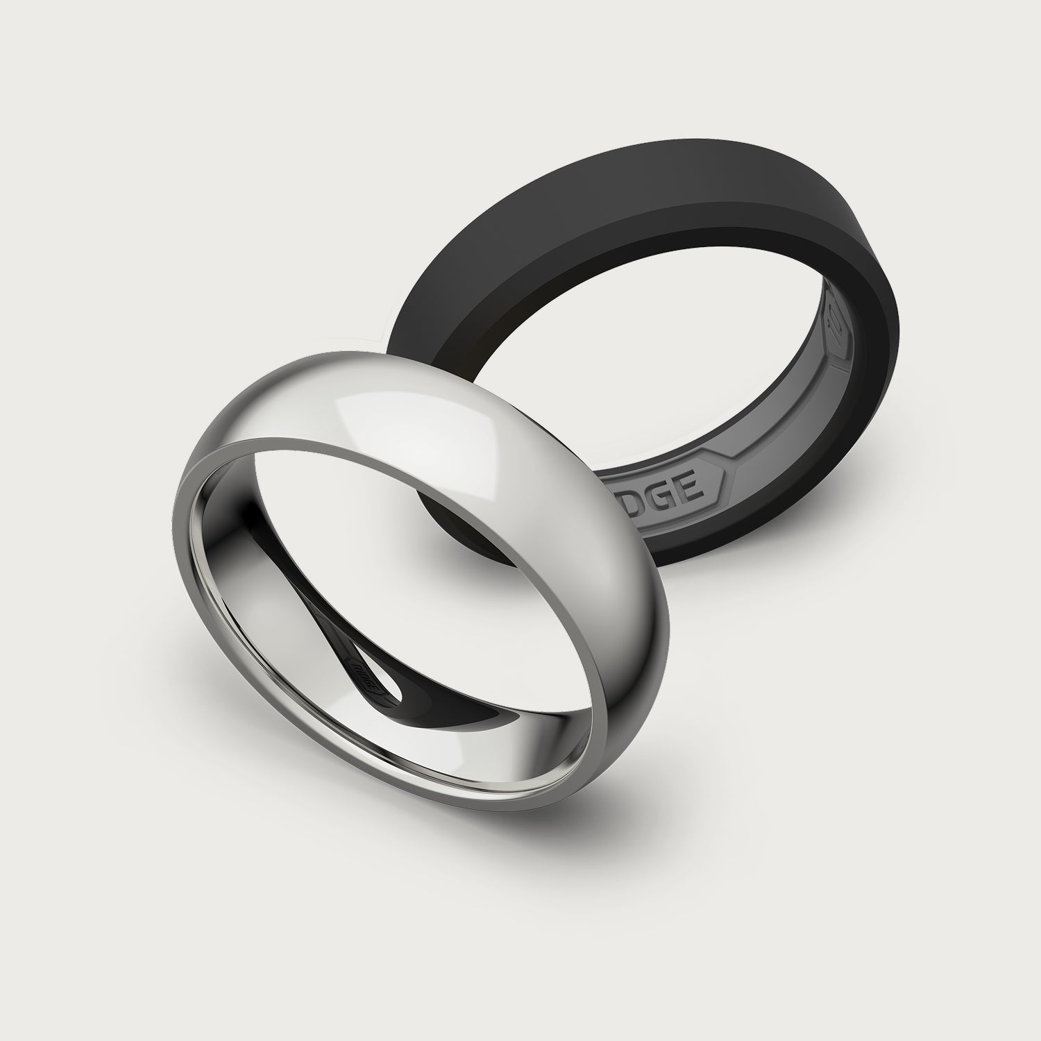 6mm Rounded Ring Set - Platinum - Tantalum Carbide