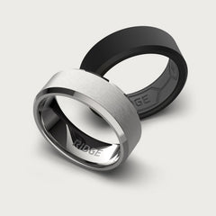 8mm Beveled Ring Set - Platinum - Tantalum Carbide