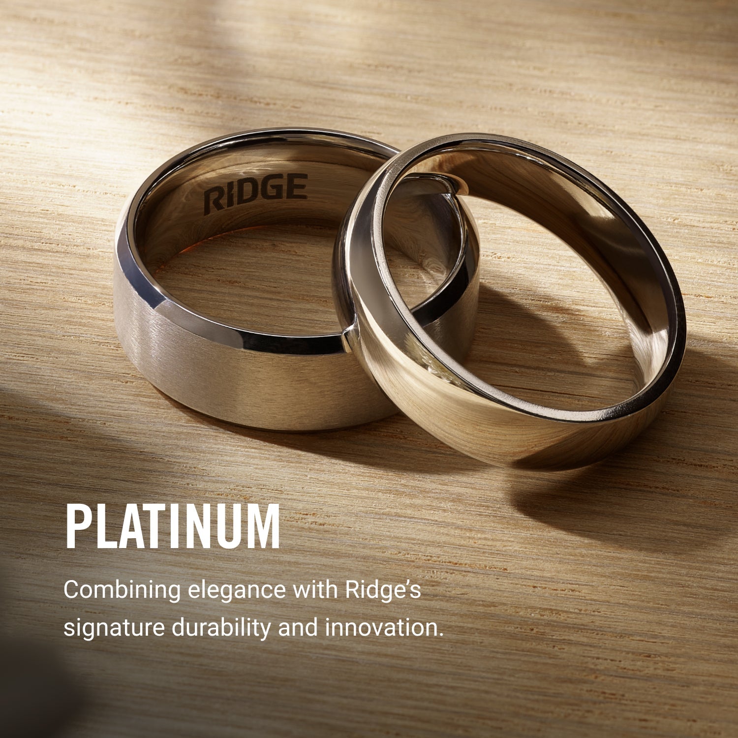 8mm Beveled Ring Set - Platinum - Tantalum Carbide