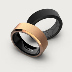 8mm Beveled Ring Set - 18K Rose Gold