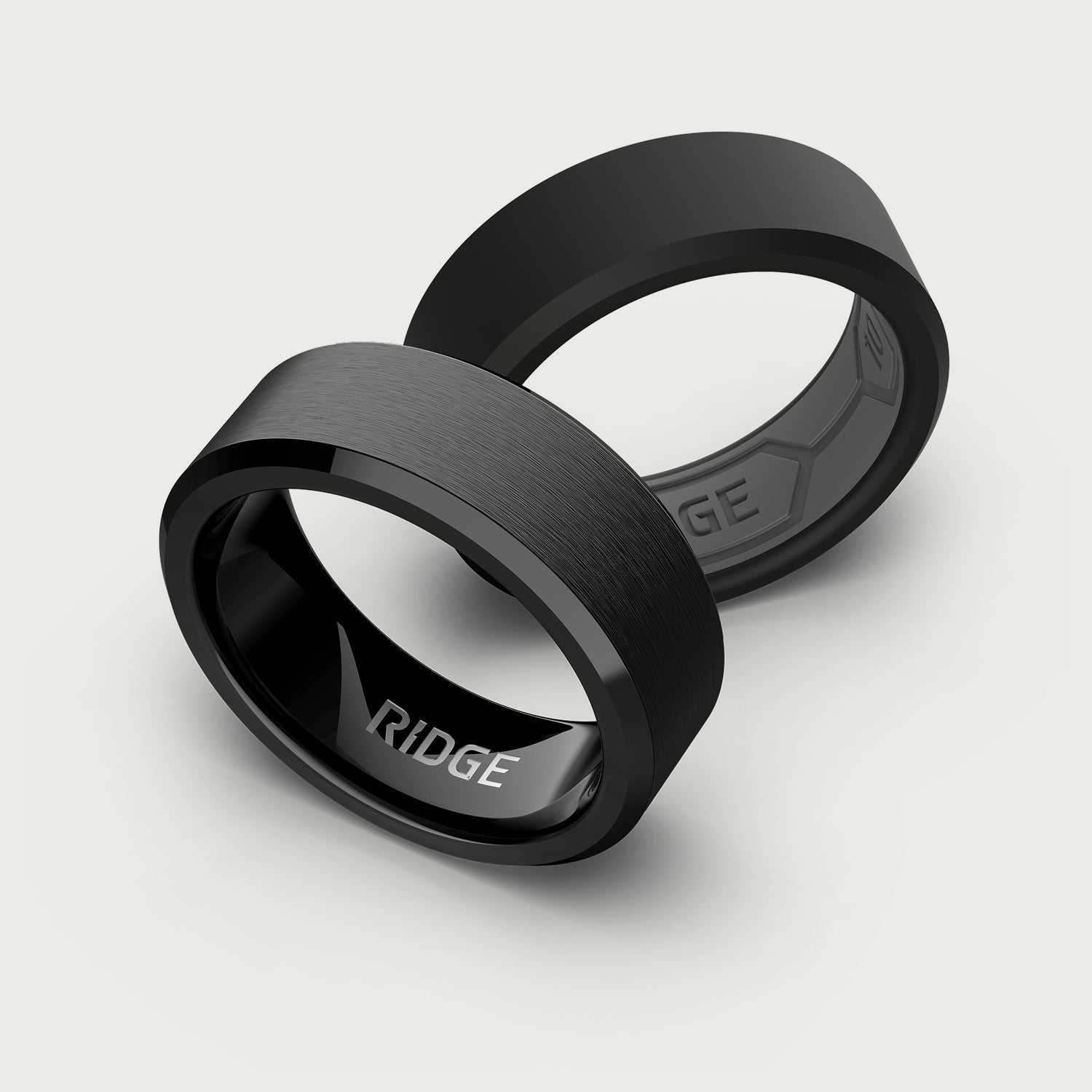 8mm Beveled Ring Set - Royal Black