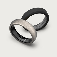 6mm Rounded Ring Set - Stonewashed Titanium