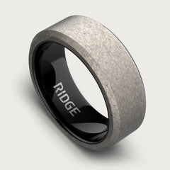 8mm Beveled Ring Set - Stonewashed Titanium