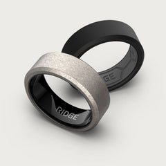 8mm Beveled Ring Set - Stonewashed Titanium