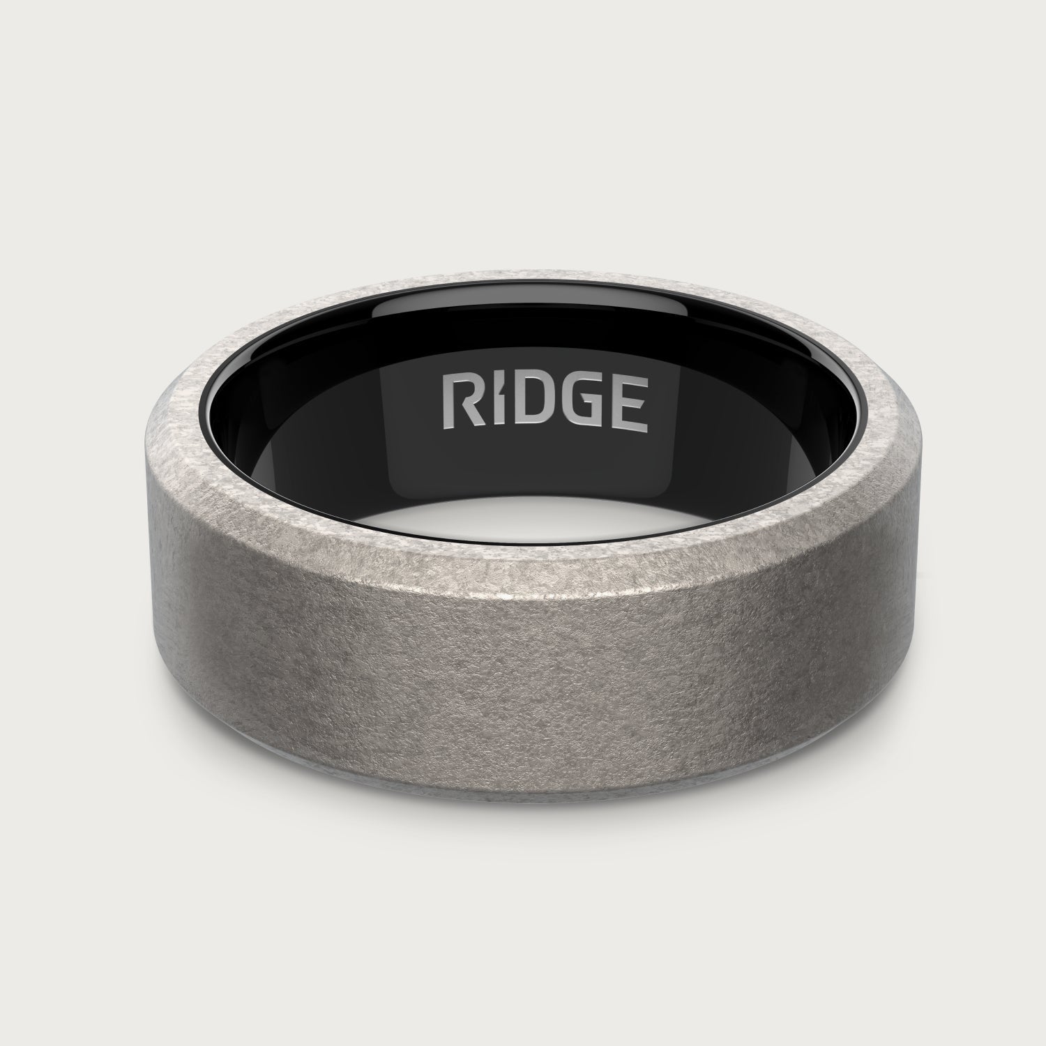 8mm Beveled Ring Set - Stonewashed Titanium