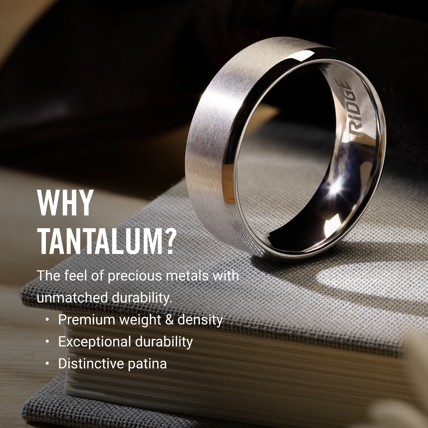 8mm Beveled Ring Set - Platinum - Tantalum Carbide