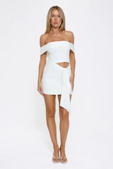 Secret Affair Off-Shoulder Mini Dress White