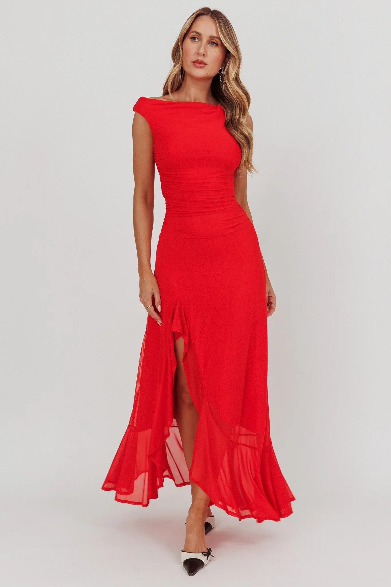 Moonlit Magic Asymmetric Neckline Maxi Dress Light Yellow