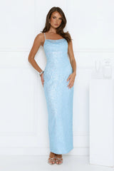 The Shine Collective Robe longue à sequins bleue