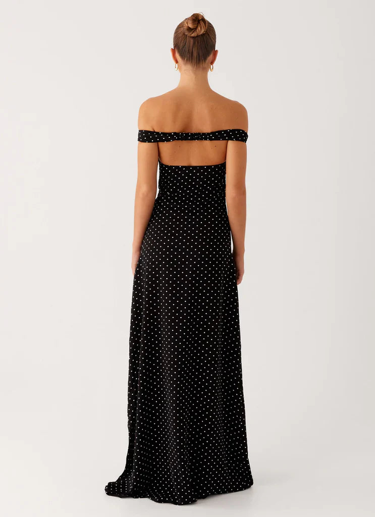 Melany Maxi Dress - White Polka Dot