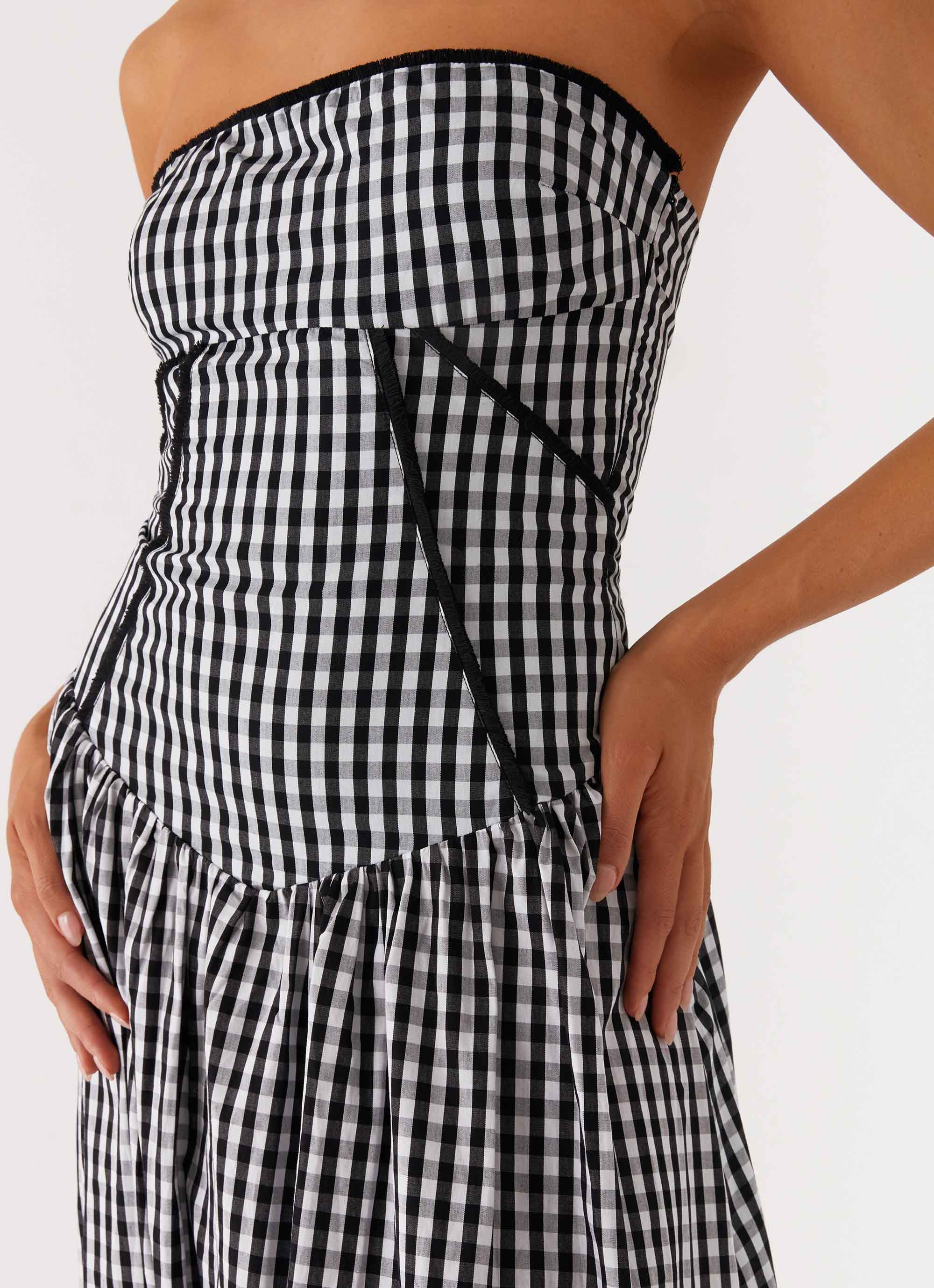 Larnie Midi Dress - Black Gingham