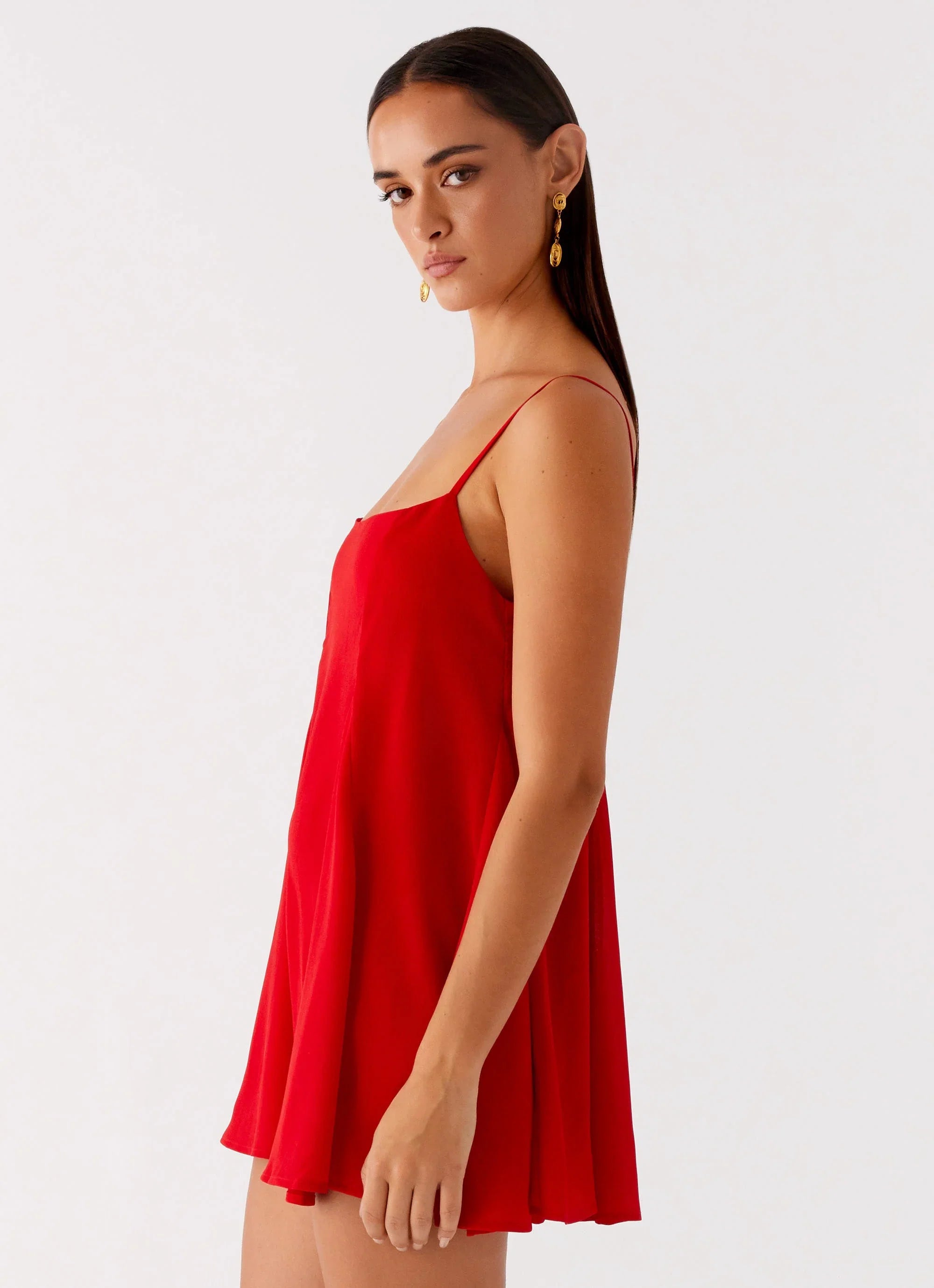 Godet Hem Mini Dress - Red