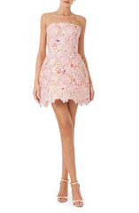 Robe courte en dentelle imprimée