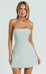 Catharine Mini Dress - Strapless A-Line Dress in Sage
