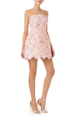 Robe courte en dentelle imprimée