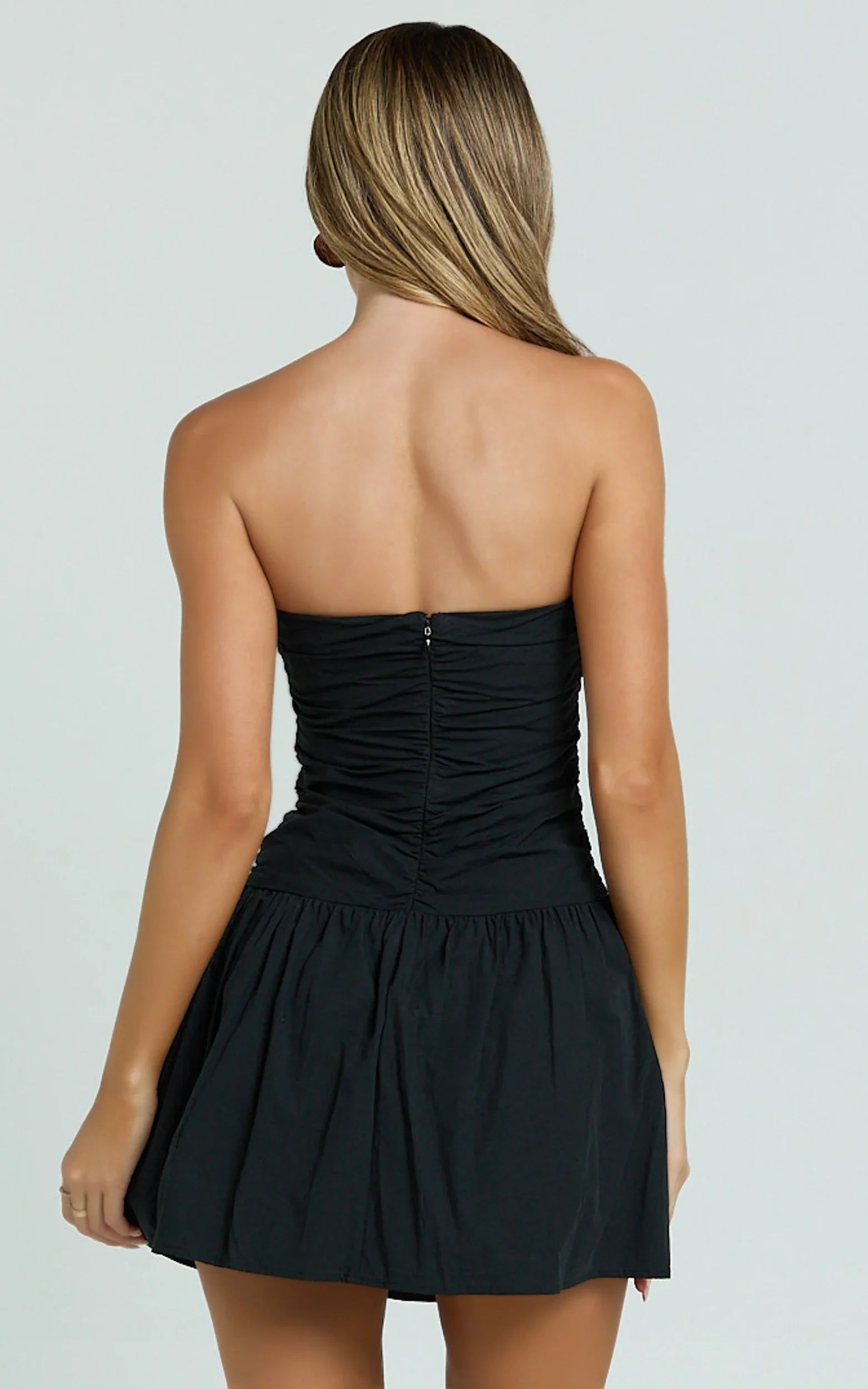 Donatella Mini Dress - Robe bustier à taille basse noire