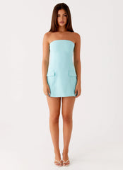 Then Strapless Mini Dress - Turquoise