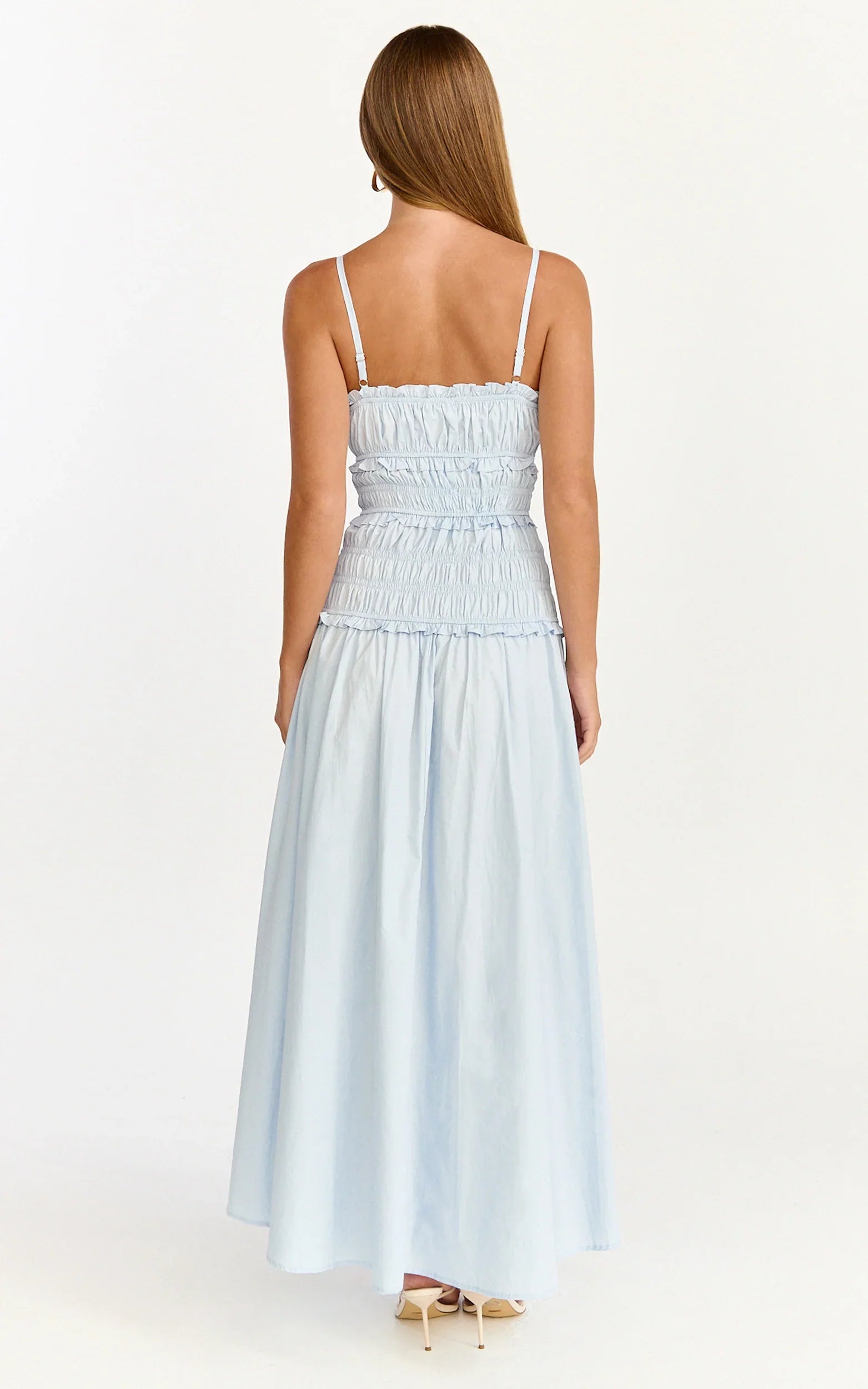 Cami Midi Dress - Ruched Bodice Dress in Blue