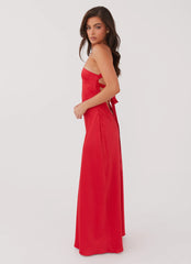 Delancy One Shoulder Maxi Dress - Red