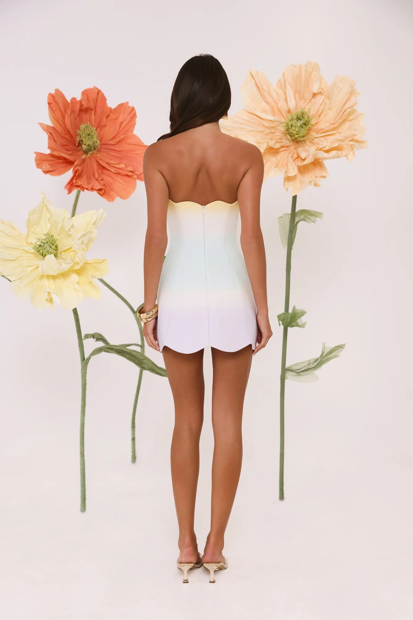 Dewdrop Dreams Ombre Strapless Mini Dress