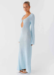 Seascape Crochet Maxi Dress - Blue